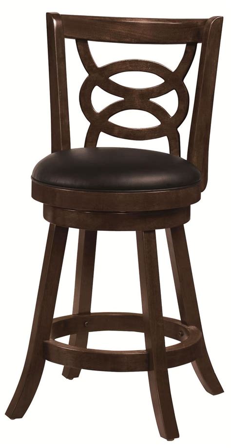 Most of our kitchen stools are stackable so you can easily store them away and take them out when you need them. Set of 2 Open Ring Design Cappuccino Swivel 24 Inch Bar Stools