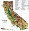 Topography map of California state, Printable topo map California in ...