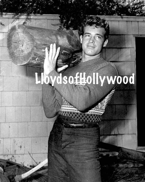 Guy Madison Handsome Hollywood Actor Holding A Big Piece Of Wood Log Beefcake Hunk Photograph
