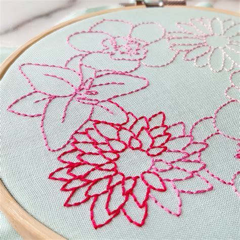 Simple Flowers Embroidery Pattern (PDF) - Jessica Long Embroidery