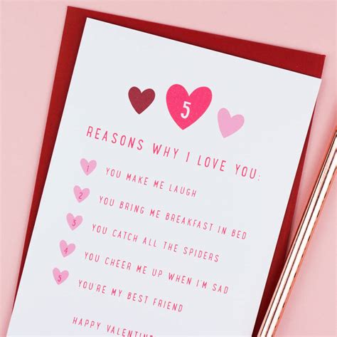 Five Reasons Why I Love You Card By Kimberley Rose Studio
