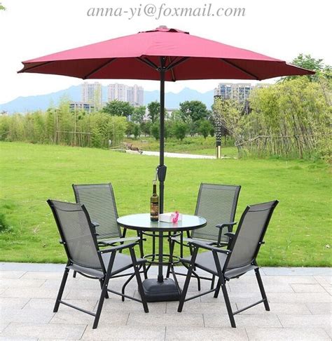 Kids folding picnic table chair set ladybug pattern outdoor w/ parasol. Summer Garden Furniture Table and Chairs Set with Parasol ...