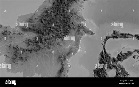 Kalimantan Timur Province Of Indonesia Grayscaled Map With Lakes And