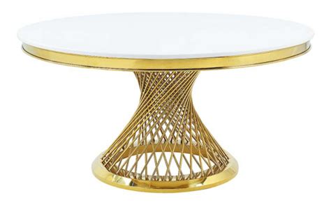 Acme Furniture Fallon Mirrored Gold Dining Table With White Faux Marble