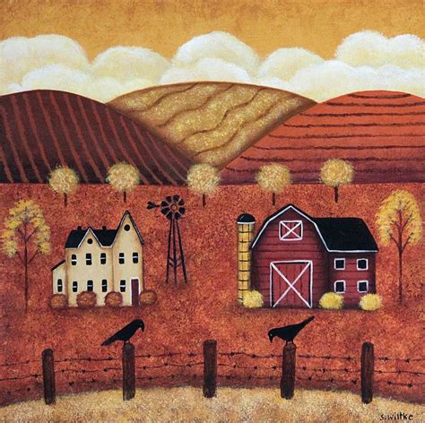 Harvest Hills Painting Folk Art Art