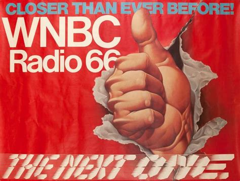An Advertisement For Wnbc Radio 66 With A Hand Giving The Thumbs Up Sign
