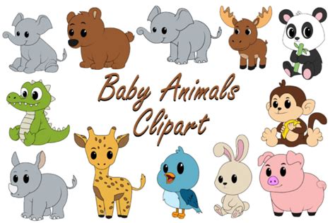 Baby Animals Clipart Graphic By Alexi Store · Creative Fabrica