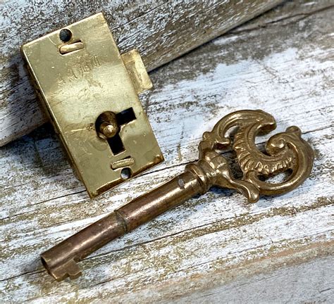 Small Vintage Brass Cabinet Lock With Key Replacement Lock And Key
