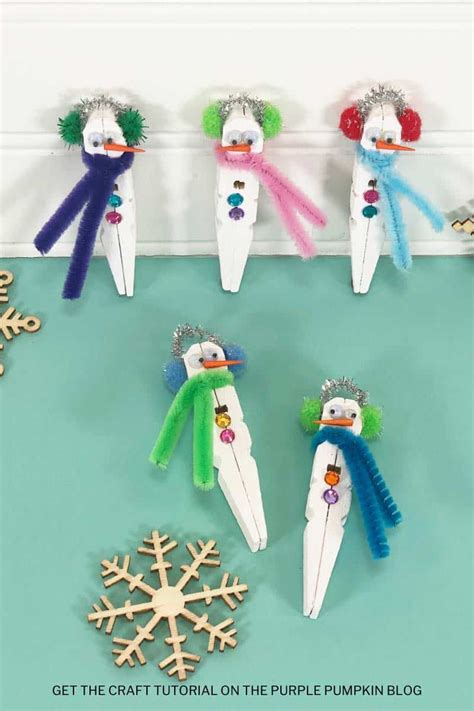 Clothespin Snowman Craft Idea For Winter Clothes Peg Snowmen