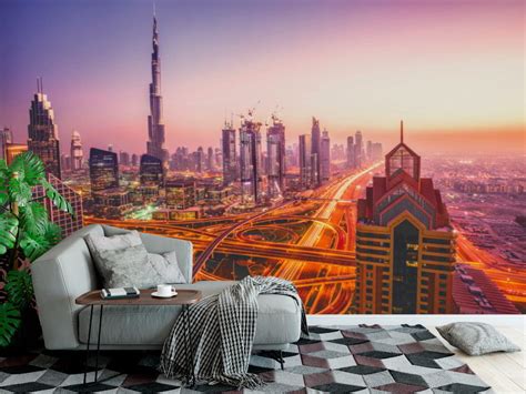 Wallpaper Mural Night Cityscape Of Dubai 85262392
