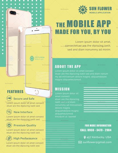 Colorful Mobile App Flyer Design Template In Psd Word Publisher