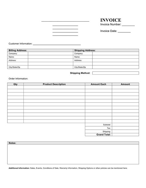 Free Blank Invoice Templates 30 Pdf Eforms Editable Invoice Template