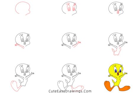 How To Draw Tweety Bird Step By Step Cute Easy Drawings