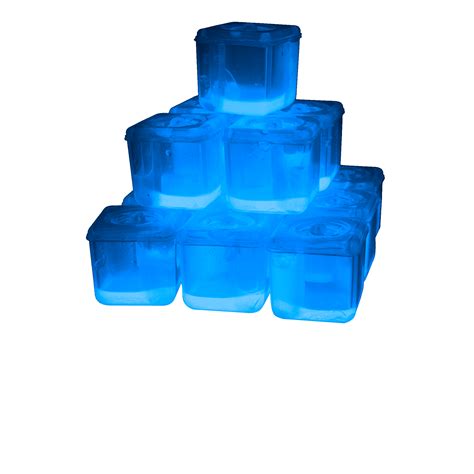 24 Pack Led Light Up Blinky Blue Ice Cubes Glowing Reusable Ice