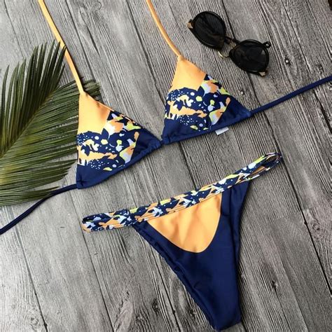 buy floral print triangle bikini set beachwear swimwear b0015 ombreprom bikini set sexy