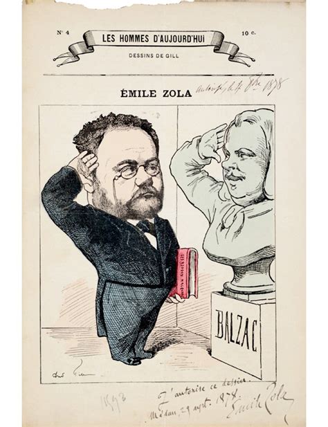 Gill André Portrait Charge DÉmile Zola Face Au Buste De Balzac