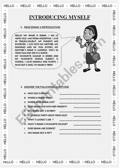 Introducing Myself Esl Worksheet By Lauhealy