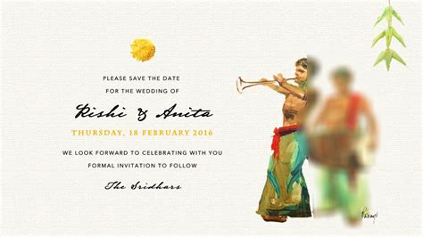 Saméthas South Indian Wedding Invitation Save The Date Card Front