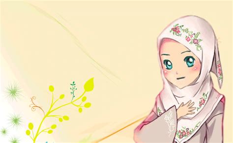 Pada gambar tersebut, salah satu tangannya memegang buku. anime Good: Gambar Kartun Anime Muslimah Cantik