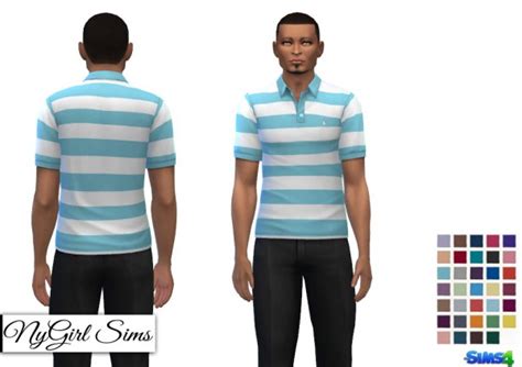 Ny Girl Sims White Striped Polo V1 • Sims 4 Downloads