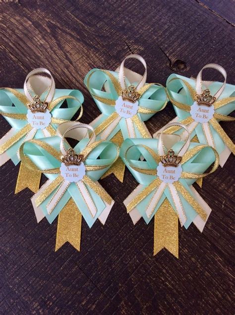 12 Guest Pins For Baby Shower Teal Baby Shower Mint And Gold Baby