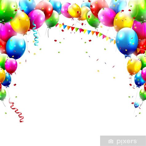 Sticker Birthday Balloons Isolated On White Background Pixersuk