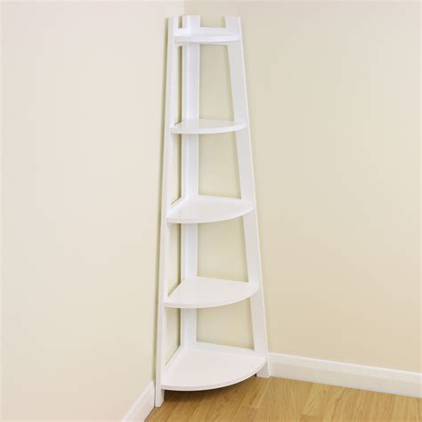 Sale White 5 Tier Tall Corner Shelfshelving Unit Display Stand Ex