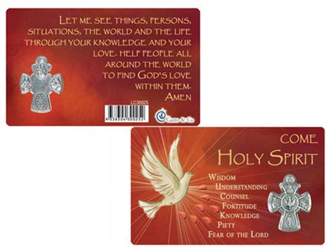 Holy Spirit Laminated Holy Card With Medal By Ted Memories Faith