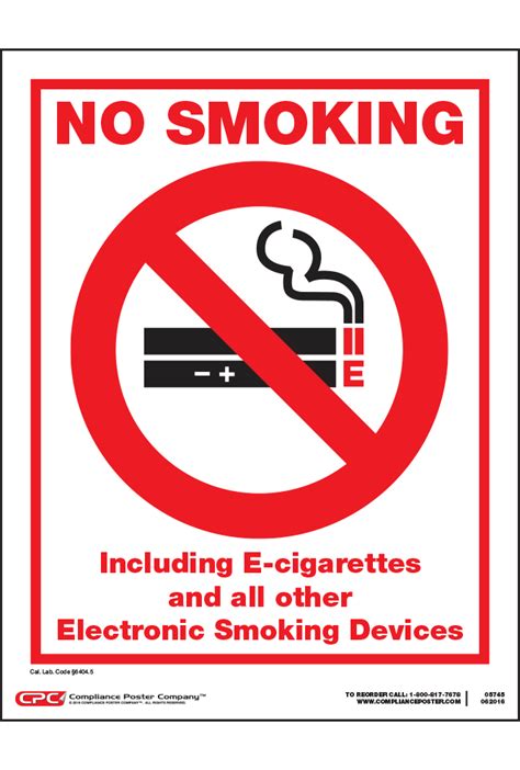 California No Smoking Sign Compliance Poster Company