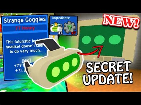 Usually, they offer players a large number of free resources and various items related to current events. Newly Revealed: *UPDATE* STRANGE GOGGLES, COGS, SECRET AREA RP2! | Roblox Bee Swarm, Update in ...
