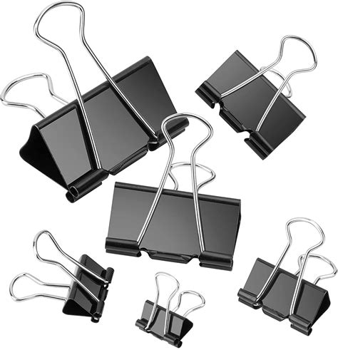 110pcs Binder Clips Of Assorted Sizes Metal Black