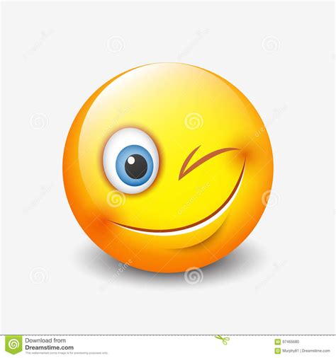 Cute Smiling And Winking Emoticon Emoji Smiley Vector Illustration