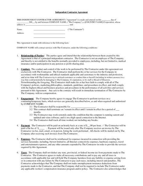 Independent Contractor Contract Sample - Free Printable Documents