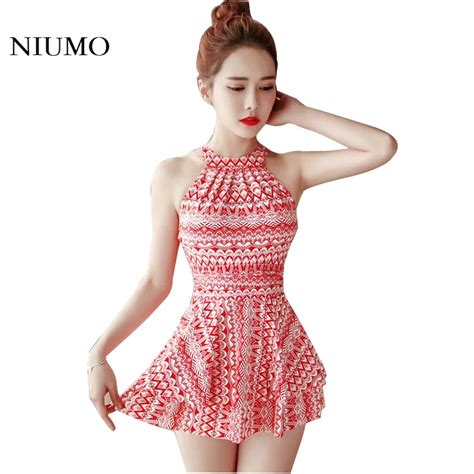 Buy Niumo Women Split Swimsuit New Skirt Style Geometry Printing Slim Sexy Spa