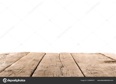 Empty Wooden Table Surface White Background ⬇ Stock Photo Image By