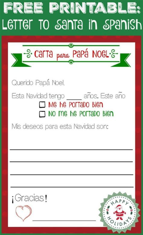 Free Printable Letter To Santa In Spanish Ladydeelg