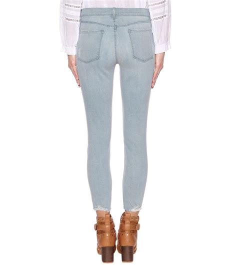 J Brand Capri Mid Rise Cropped Jeans In Blue Stylemi