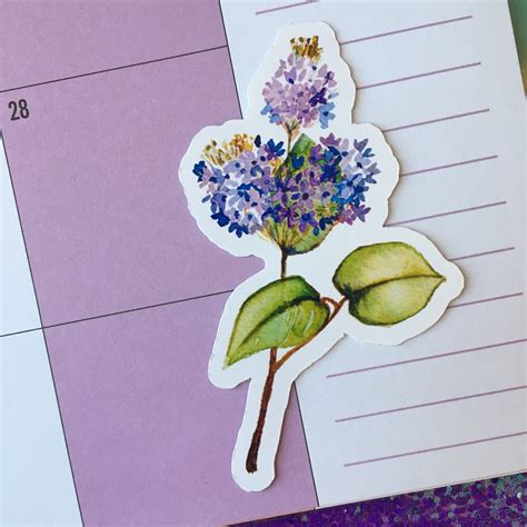 Lilac Stickers Wildflower Decals Purple Handpainted Flowers Etsy