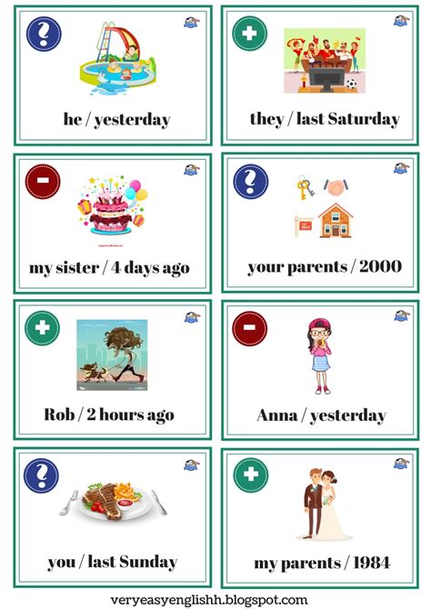 Easy English Past Simple Speaking Cards