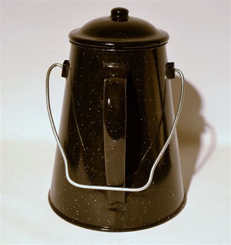 No fancy coffee grinder and no hot water required. Black Speckle Enamelware Coffee Pot with 2 cups - Camping ...
