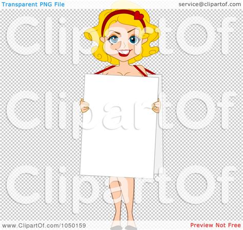 royalty free rf clip art illustration of a nude sexy pinup woman wearing a blank sign by bnp