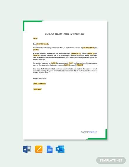 Is it constantly necessary to hang around writing a cover letter, or are there times you can flee without one? FREE Incident Report Letter in Workplace Template - Google ...