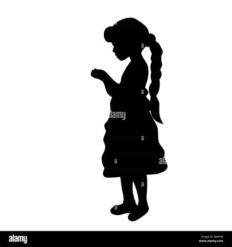 Silhouette Little Girl Holding Hand High Resolution Stock Photography