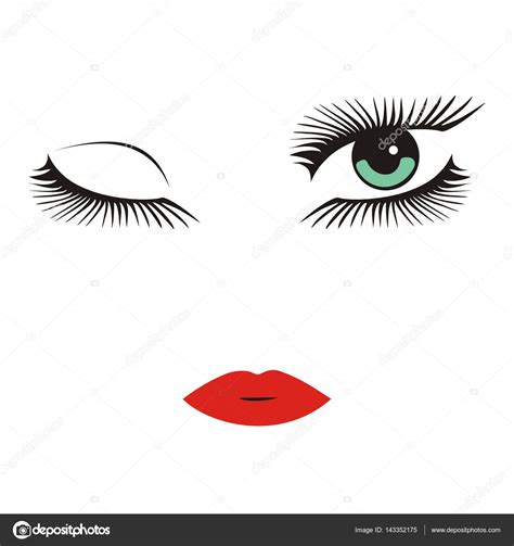 Maybe you would like to learn more about one of these? vector green eyes with long lashes winking. red lips ...