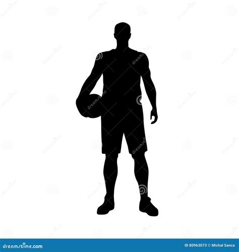 Basketball Player Standing And Holding Ball Cartoon Vector