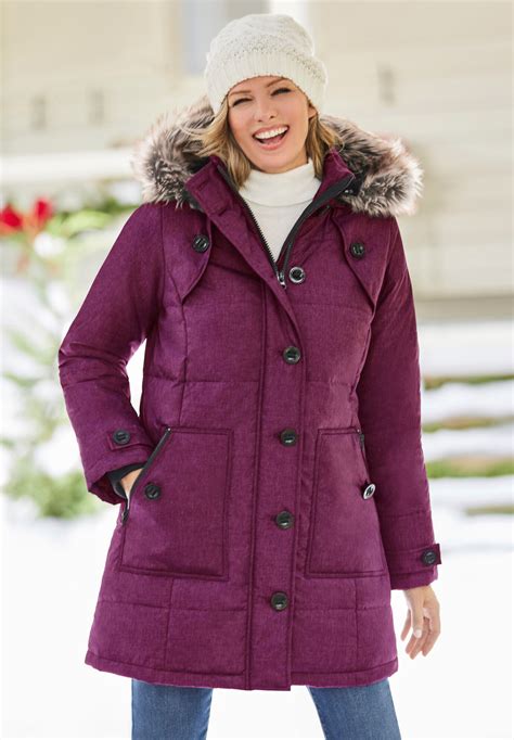 heathered down puffer coat woman within
