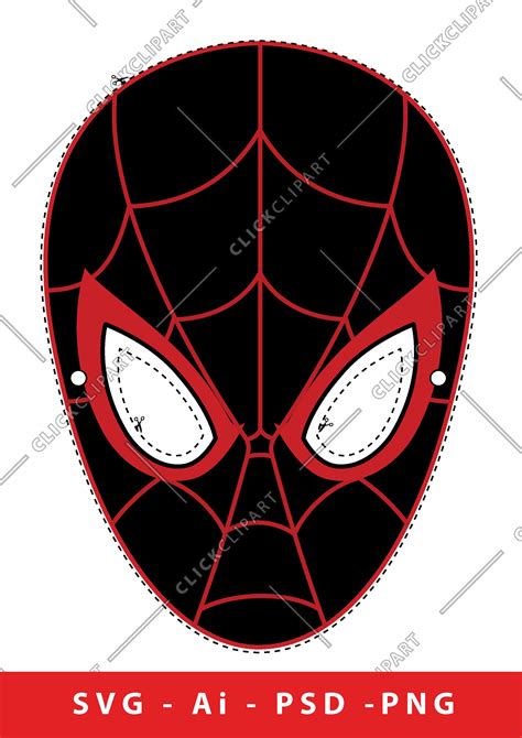 Miles Morales Spider Man Birthday Party Digital Paper Face Mask Svg