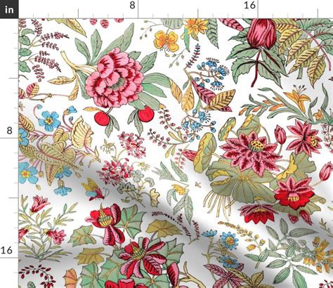 Spoonflower Fabric Traditional Spring Flowers Floral Antique