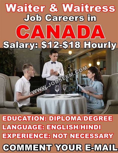 Waiter And Waitress Jobs In Canada For Foreigners 2018 Kitchen Staff