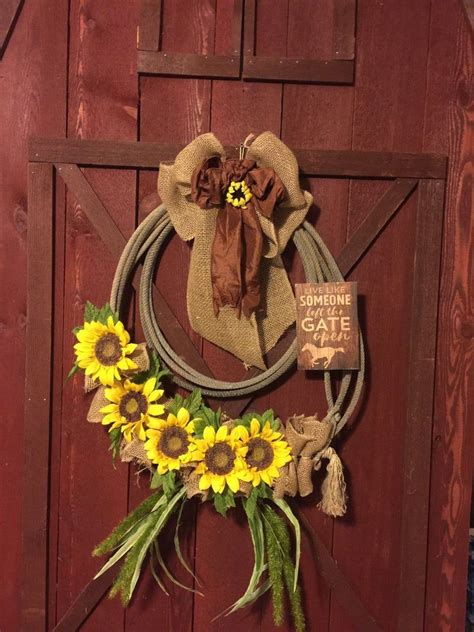 Sunflower Western Wreath Rope Door Hanger Western Wreaths Western